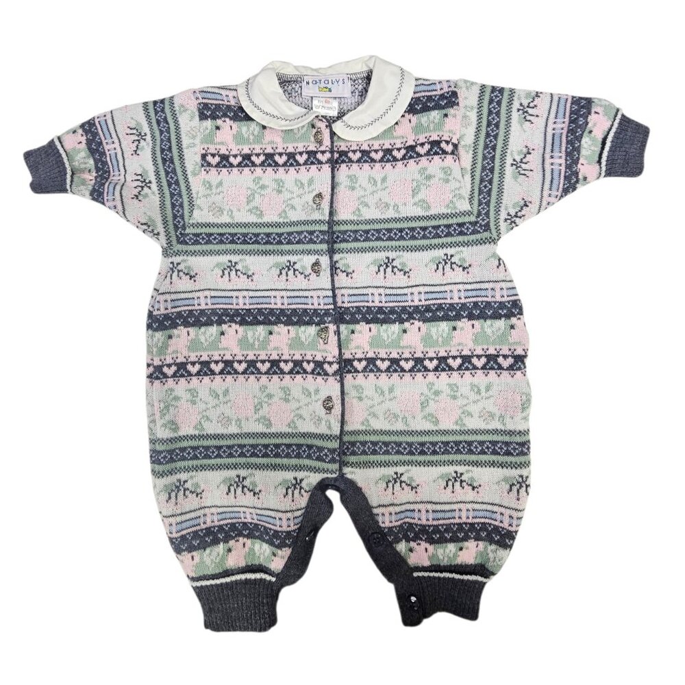 90s - 00s Natalys knit wool-blend romper . 6M infant